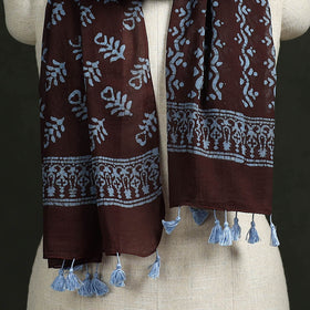 Pure mul cotton kutch hand block batik print stole