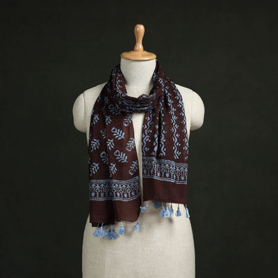 Pure mul cotton kutch hand block batik print stole