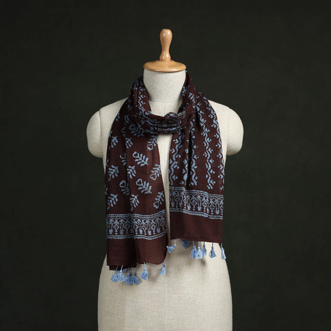 Pure mul cotton kutch hand block batik print stole