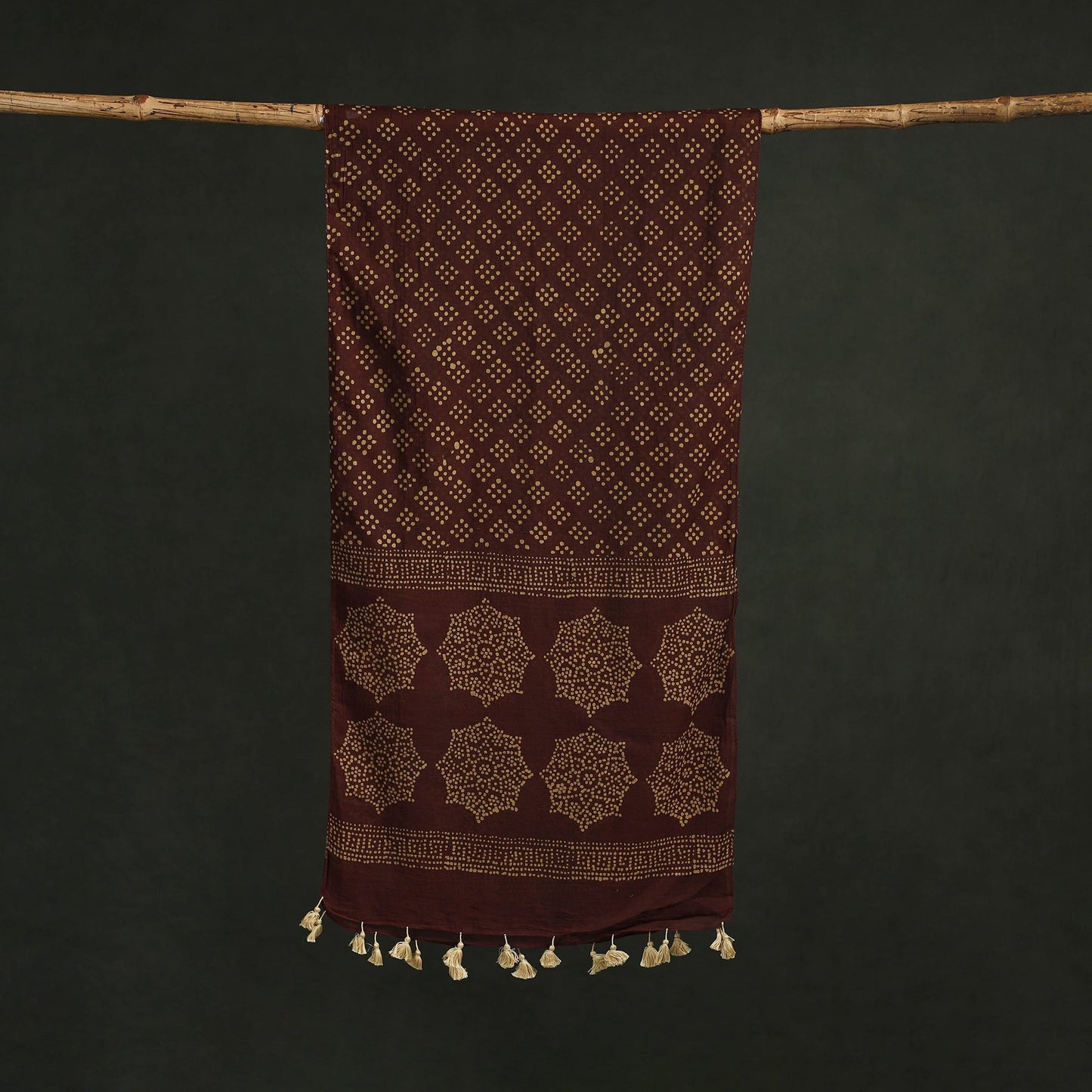 Pure mul cotton kutch hand block batik print stole