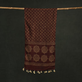 Pure mul cotton kutch hand block batik print stole