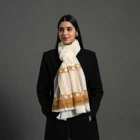  Pure Wool Block Print Brown Sanganeri Stole