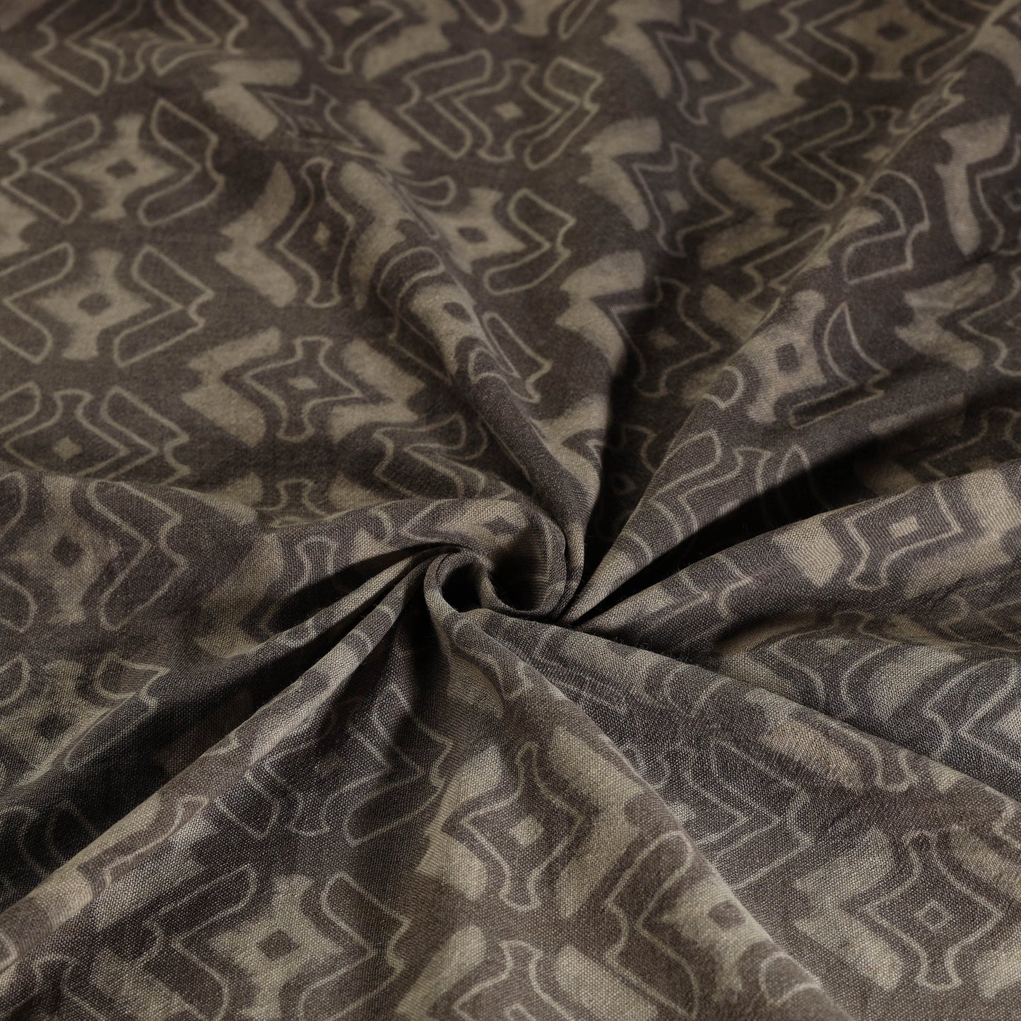 Buy Brown Pure Wool Handloom Akola Print Fabric