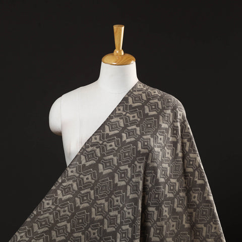 Buy Brown Pure Wool Handloom Akola Print Fabric