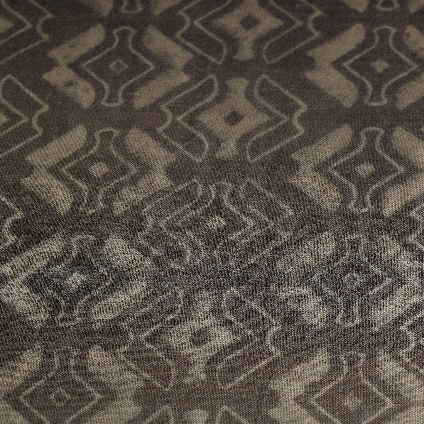 Buy Brown Pure Wool Handloom Akola Print Fabric