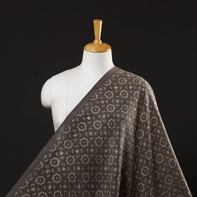  Brown Pure Wool Handloom Akola Print Fabric