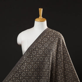  Brown Pure Wool Handloom Akola Print Fabric