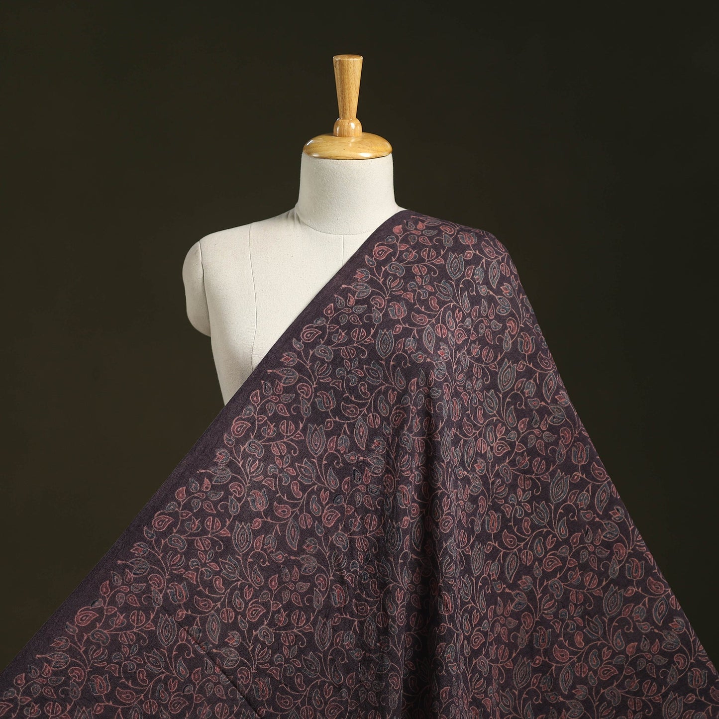 Brown - pure wool handloom natural dyed fabric 01