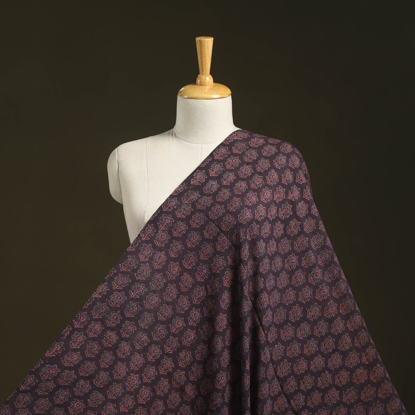 Brown - pure wool handloom natural dyed fabric 19