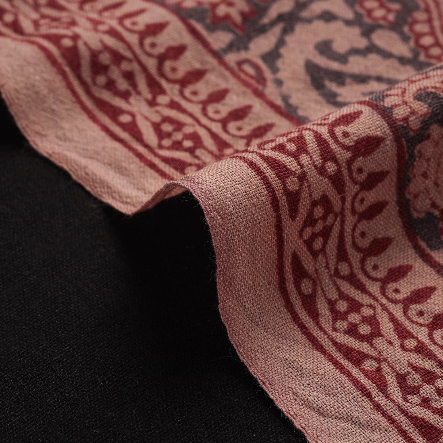 Brown - pure wool handloom natural dyed bagh fabric 01