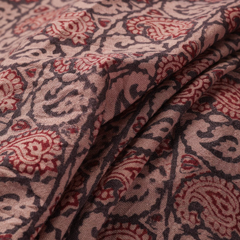 Brown - pure wool handloom natural dyed bagh fabric 01