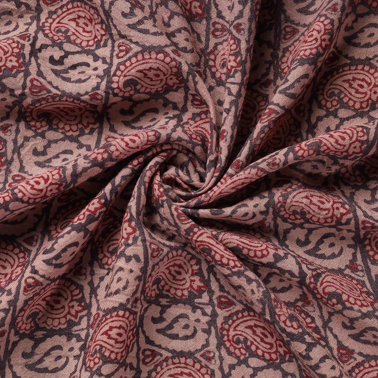 Brown - pure wool handloom natural dyed bagh fabric 01