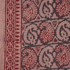 Brown - pure wool handloom natural dyed bagh fabric 01