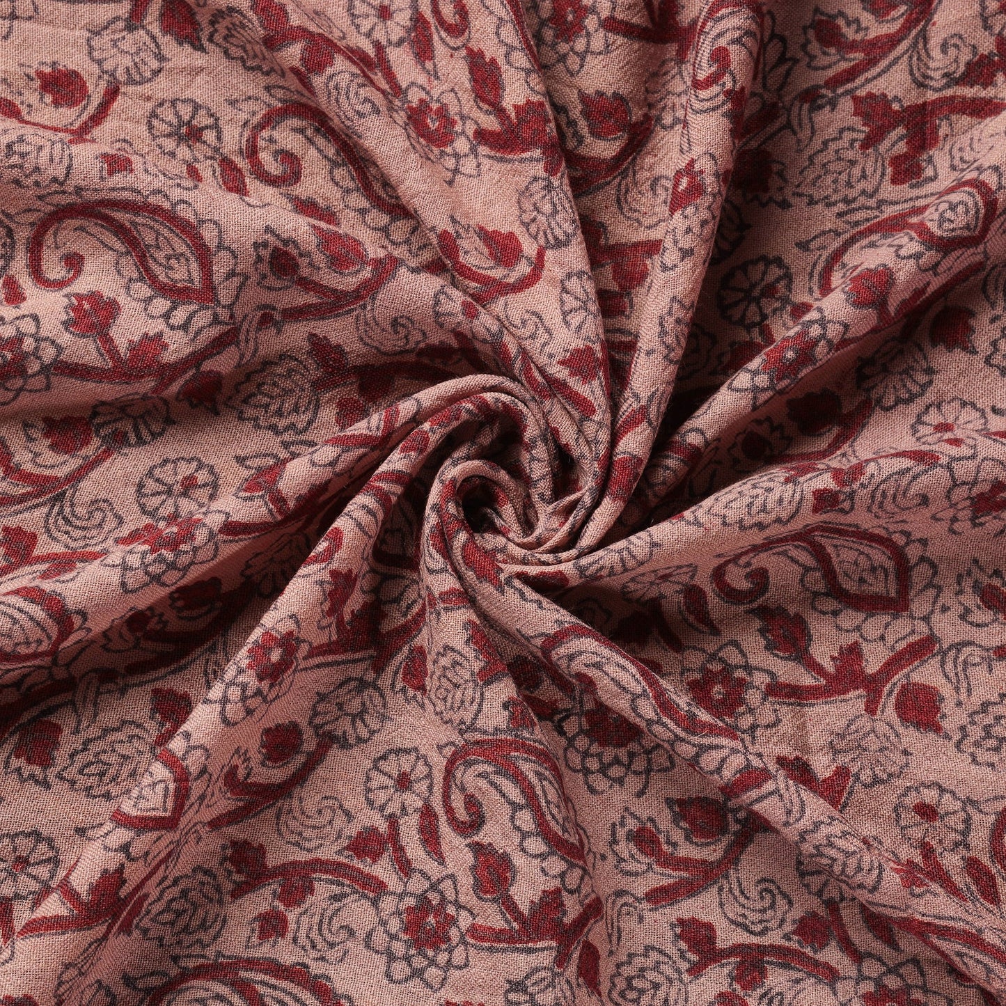 Brown - pure wool handloom natural dyed bagh fabric 02