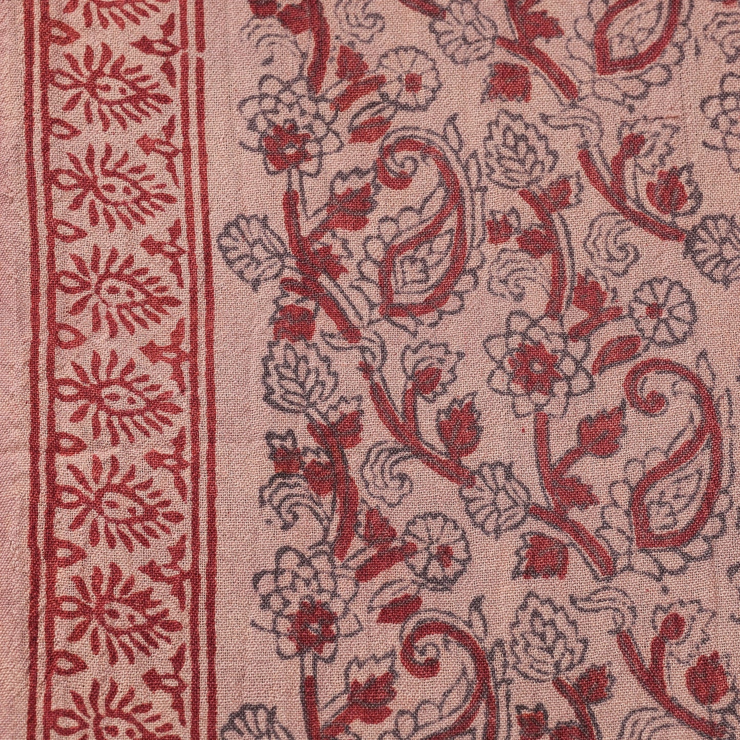 Brown - pure wool handloom natural dyed bagh fabric 02