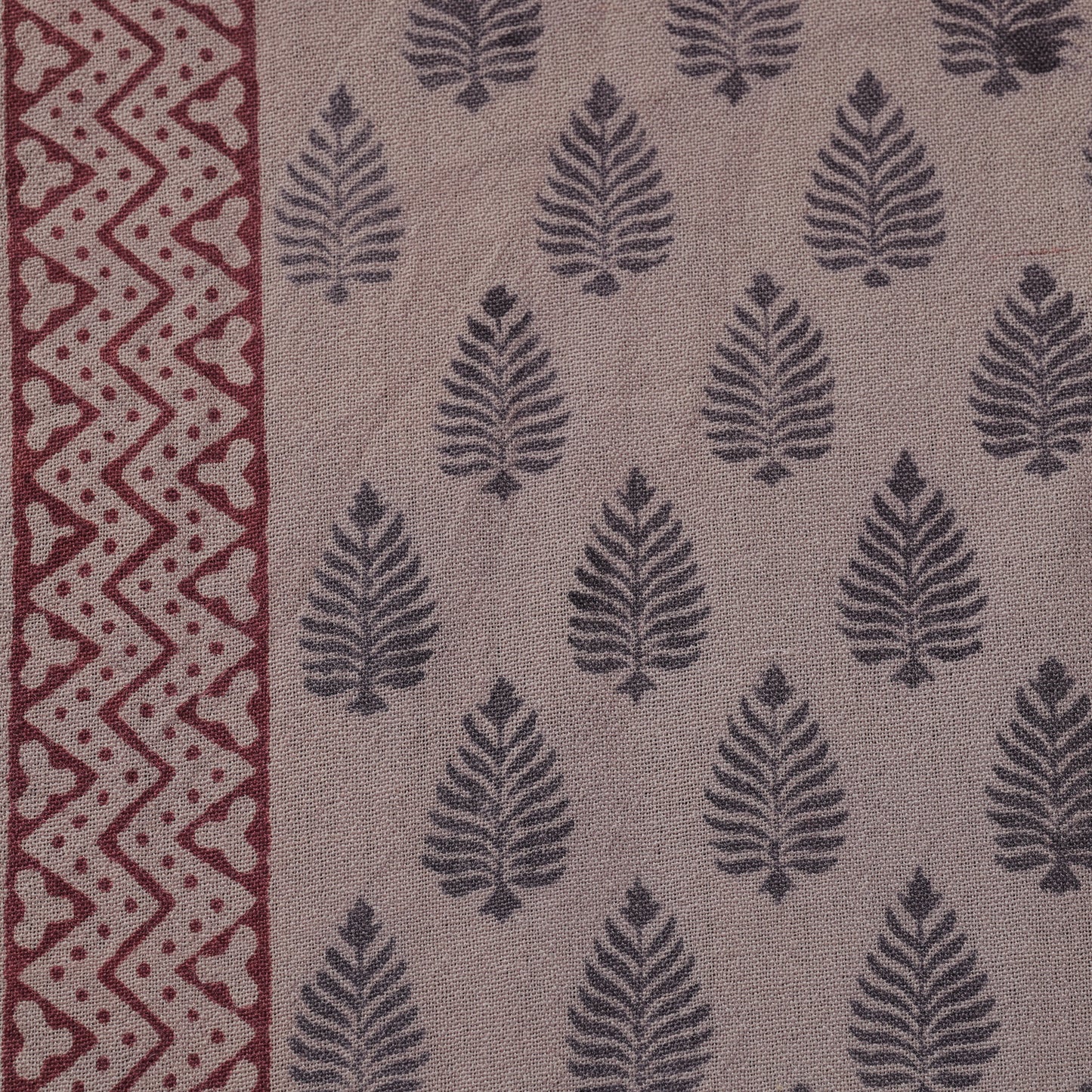 Brown - pure wool handloom natural dyed bagh fabric 05