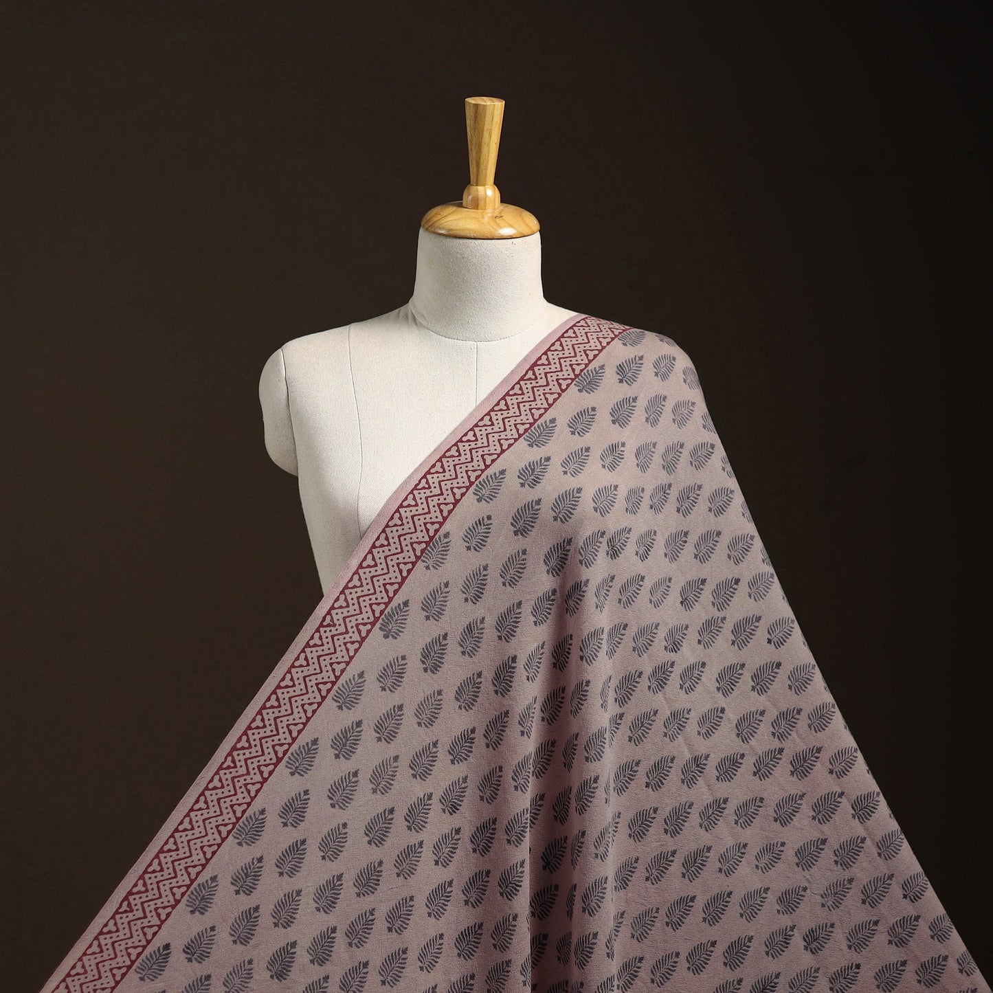 Brown - pure wool handloom natural dyed bagh fabric 05