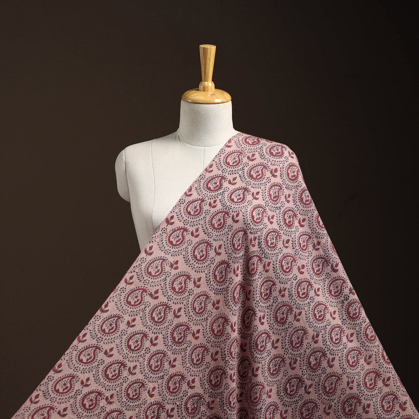 Brown - pure wool handloom natural dyed bagh fabric 09