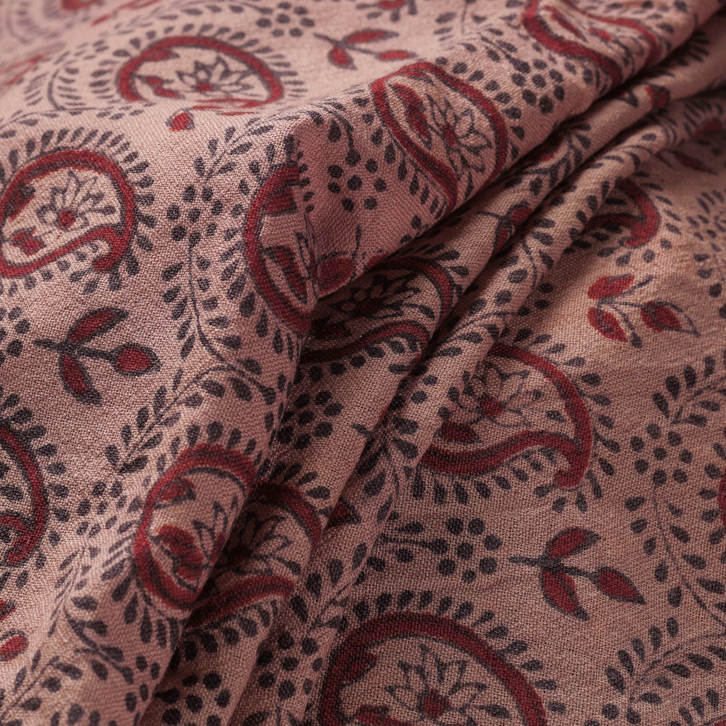 Brown - pure wool handloom natural dyed bagh fabric 09