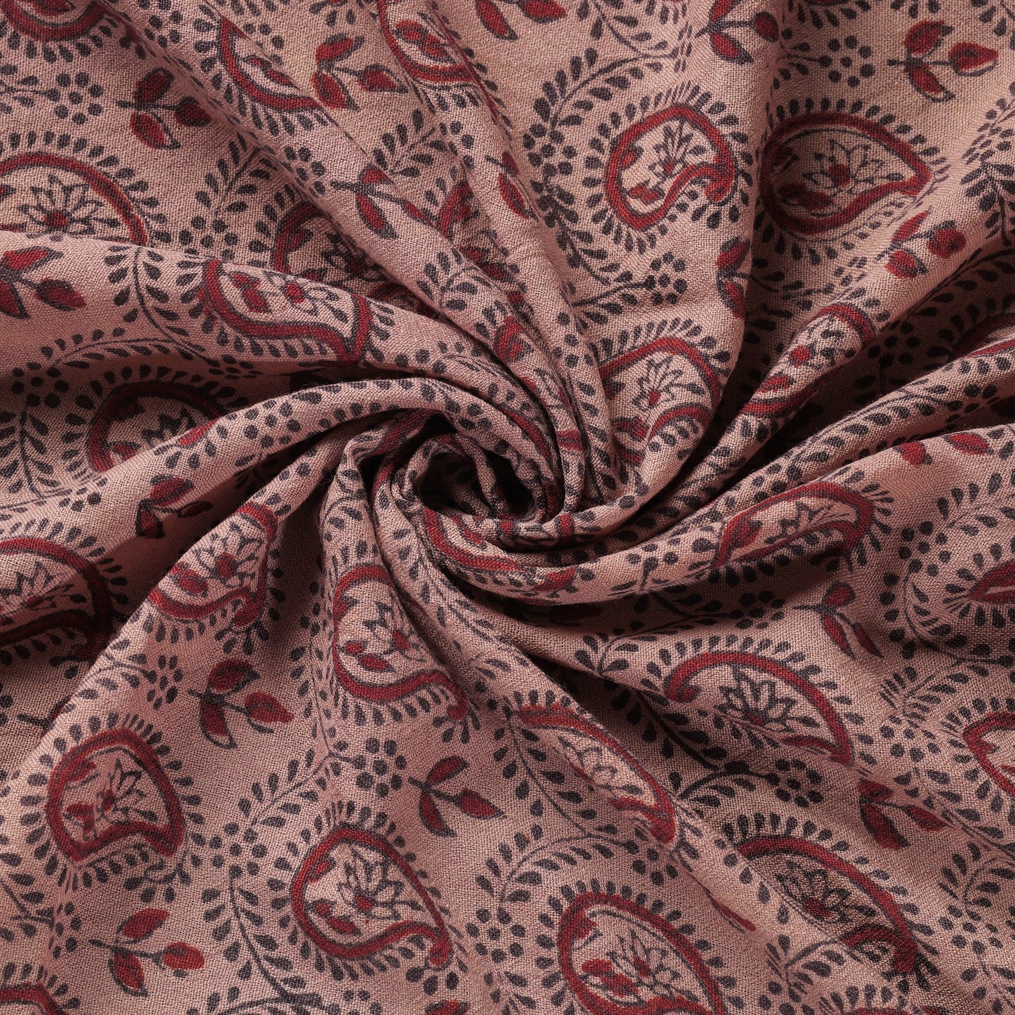 Brown - pure wool handloom natural dyed bagh fabric 09