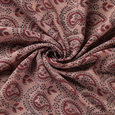 Brown - pure wool handloom natural dyed bagh fabric 09