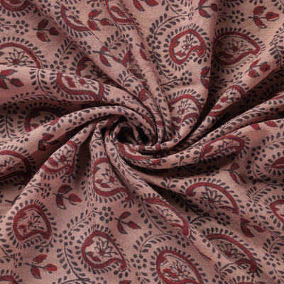Brown - pure wool handloom natural dyed bagh fabric 09