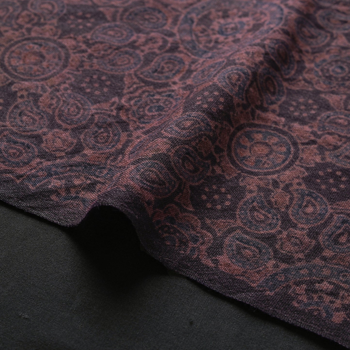 Brown - pure wool handloom natural dyed fabric 08