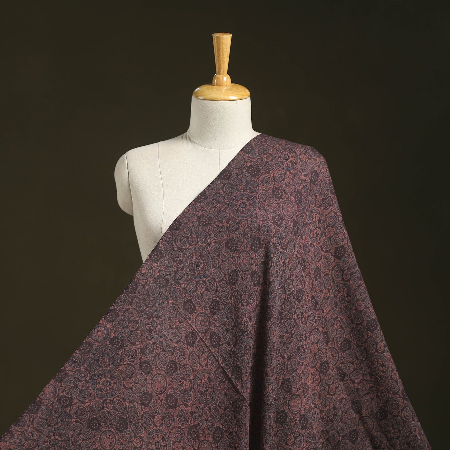 Brown - pure wool handloom natural dyed fabric 08