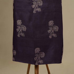 Purple 2pc Tussar Silk Handloom Block Print Dress Material