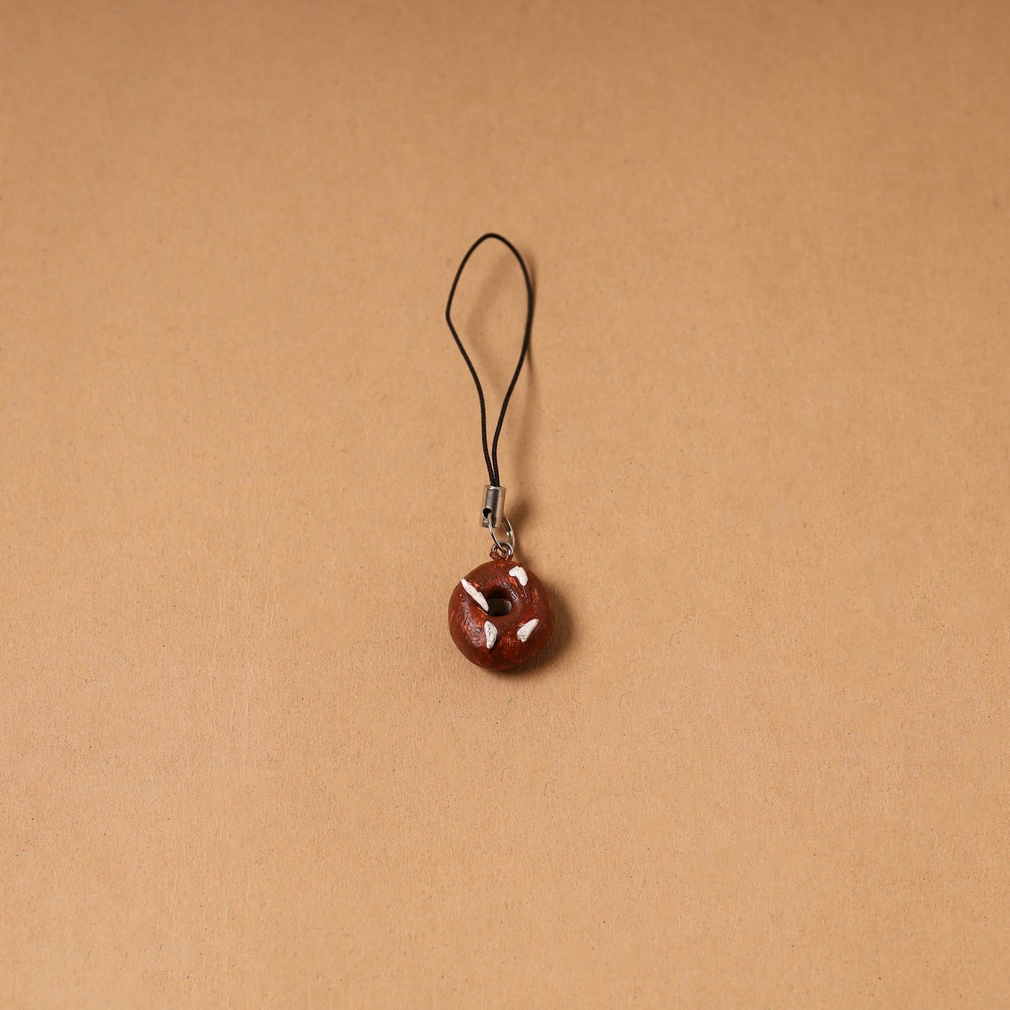 Brown - quirklets handpainted clay bag doughnut charm