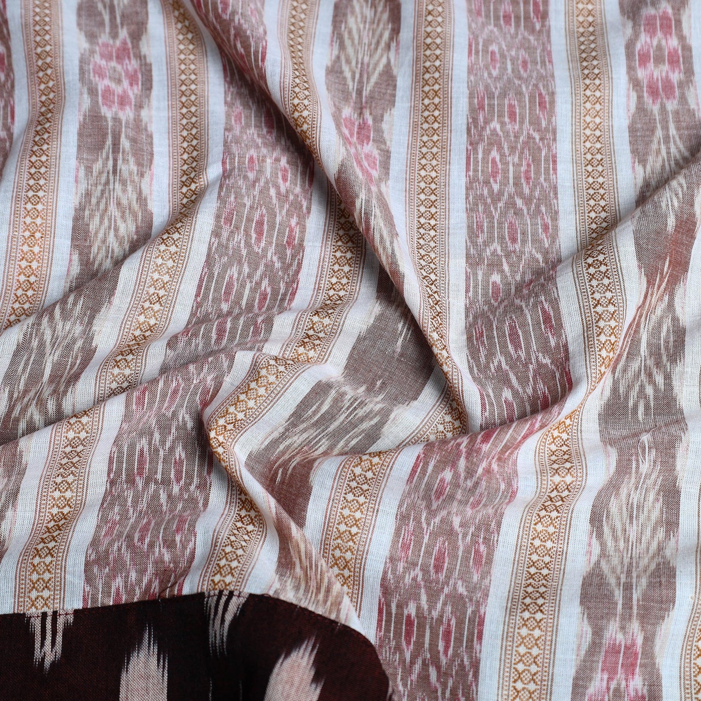 Brown - Rangoli Cotton Sambalpuri Ikat Blouse Material 07