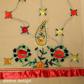 Brown - ranihati chapa work hand embroidery georgette 3pc