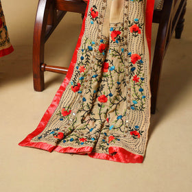 Brown - ranihati chapa work hand embroidery georgette 3pc