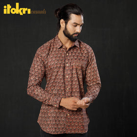  iTokri Casuals - Ajrakh Printed Cotton Men Full Sleeve Shirt 