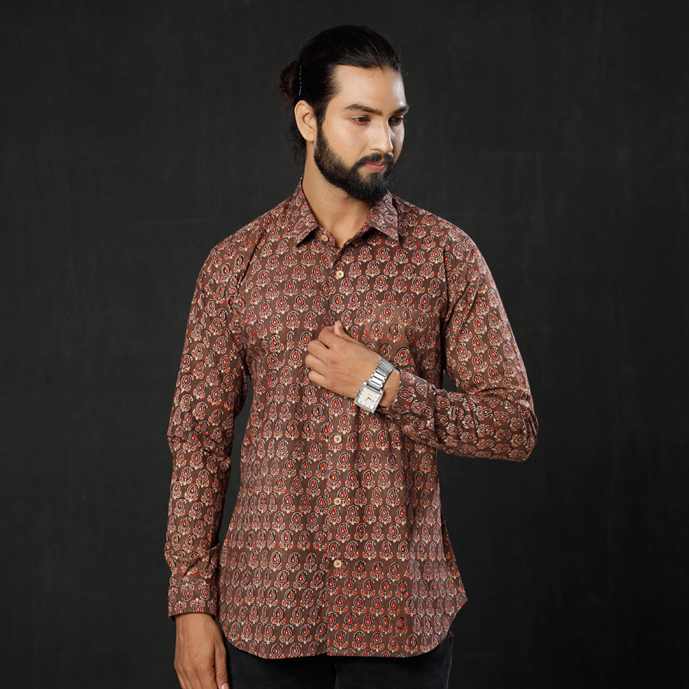  iTokri Casuals - Ajrakh Printed Cotton Men Full Sleeve Shirt 