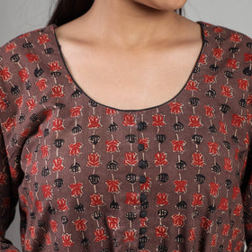 Brown red printing cotton kurta with palazzo set