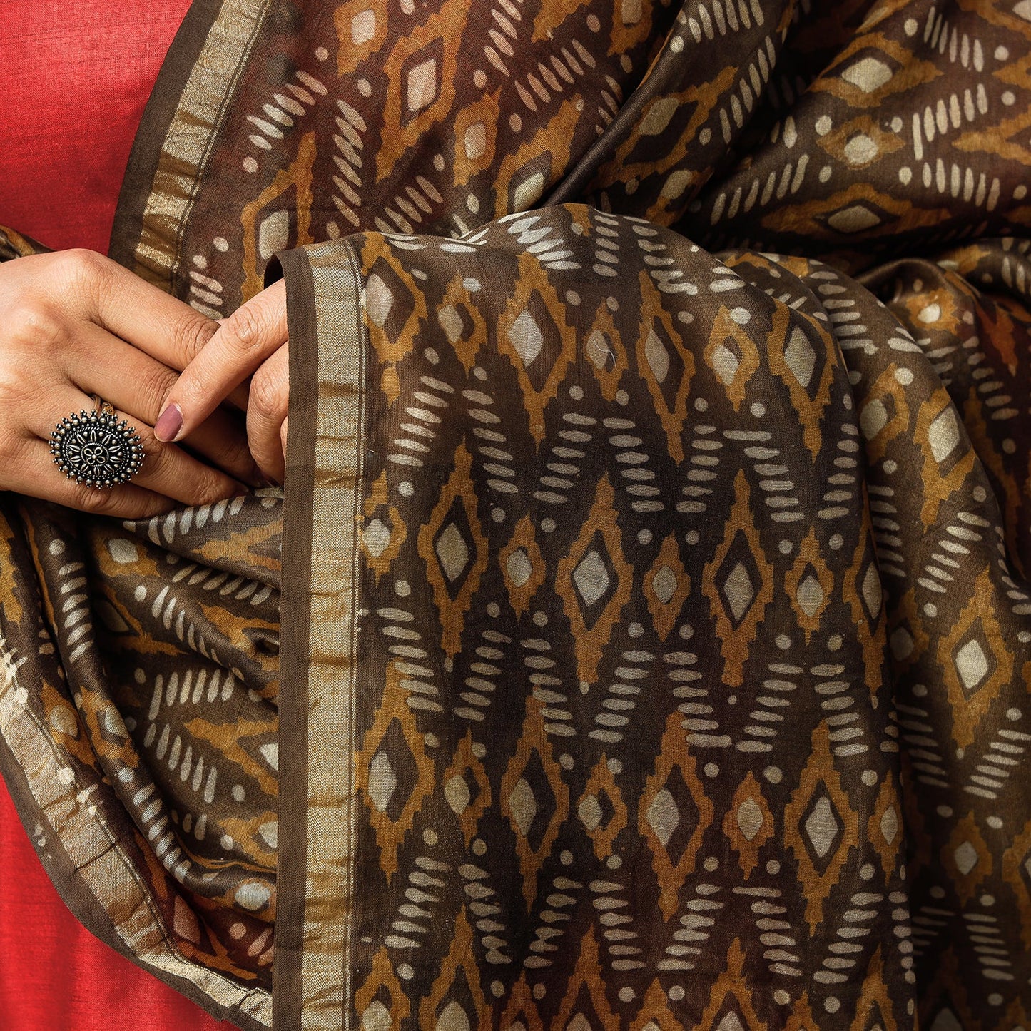  Vidarbha Tussar Silk Handloom Kurta with Dupatta Set 