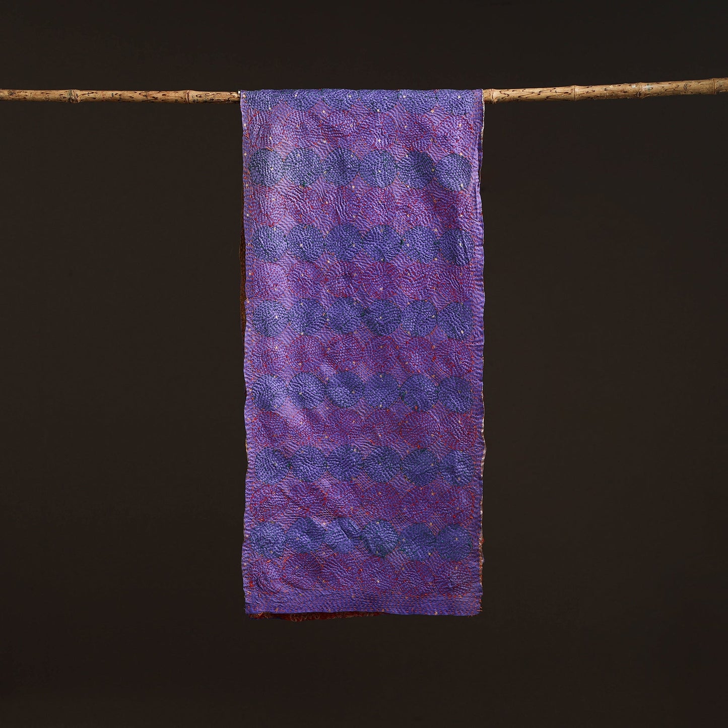 Reversible silk bengal hand kantha stitch stole 124