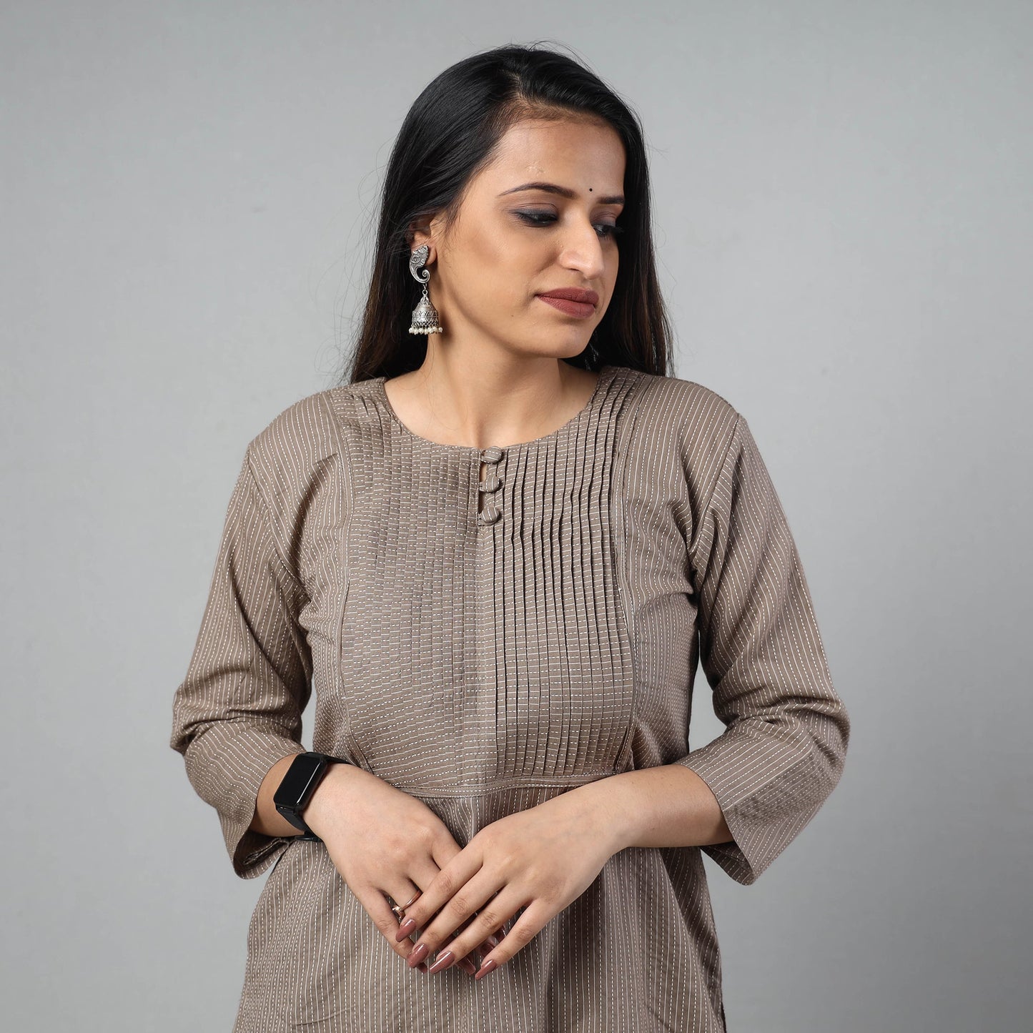 Buy Running Stitch Cotton Long Kurta Online at iTokri.com