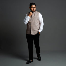 Buy Running Stitch Cotton Nehru Jacket Online at iTokri.com