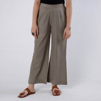 Brown - running stitch cotton palazzo by itokri casuals