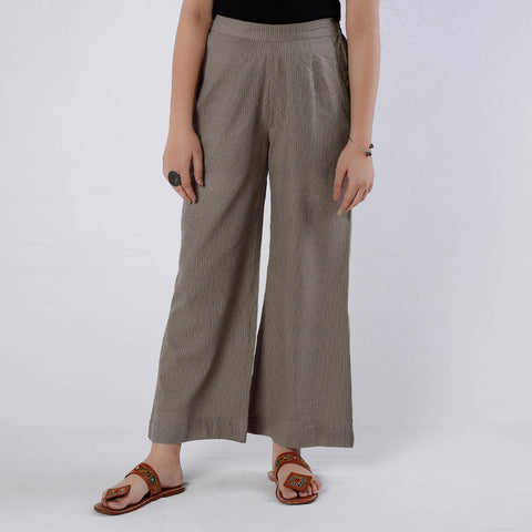 Brown - running stitch cotton palazzo by itokri casuals