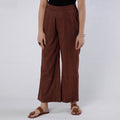 Brown running stitch cotton palazzo by itokri casuals