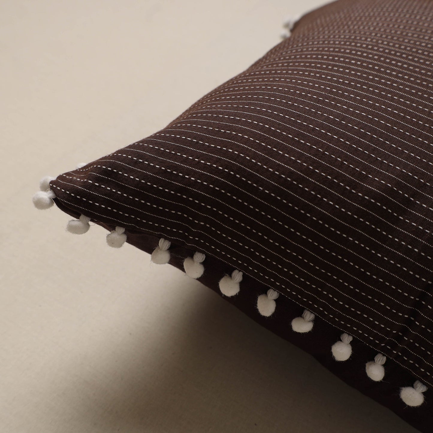 Running stitch plain cushion cover 58 - handcrafted