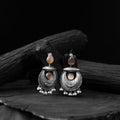Brown - saanjh bela chand-matsya oxidised earrings