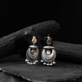 Brown - saanjh bela chand-matsya oxidised earrings