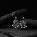 Brown - saanjh bela mandala oxidised earrings - handcrafted