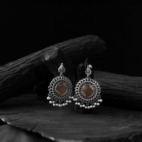 Brown - saanjh bela mandala oxidised earrings - handcrafted