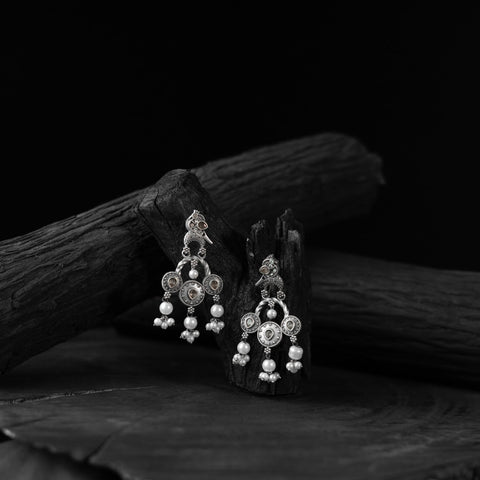 Brown - saanjh bela sparrow oxidised earrings - handcrafted