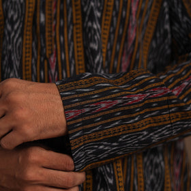 Brown - sambalpuri ikat weave cotton men long kurta 03